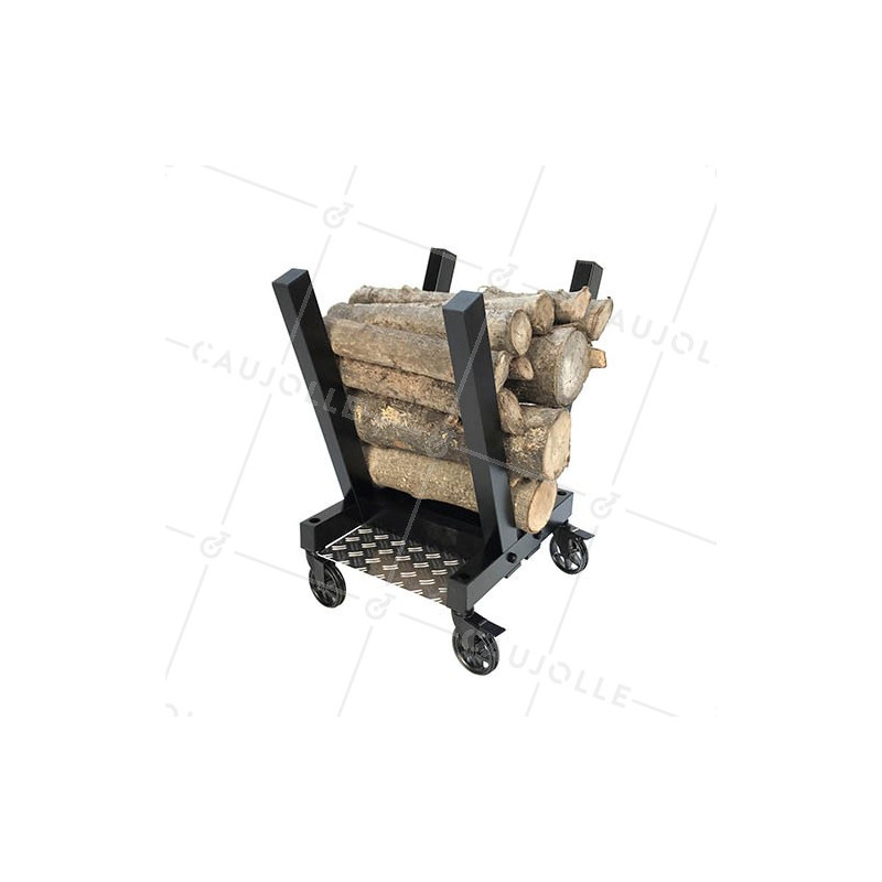CARRELLO PORTA LEGNA DESIGN NERO