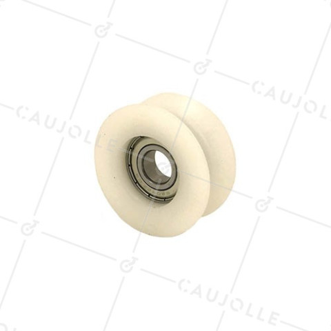 Ruota PER VETRINA SCORREVOLE DIAMETRO 60 MM PER RAIL TONDO DA 20 MM CARICO 110 KG ASSE 15 MM • Caujolle