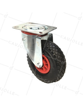 Ruota GONFIABILE TUTTO TERRE PIVOTANTE CON FRENO DIAMETRO 260 MM CARICO 80 KG