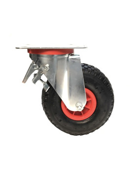 Ruota GONFIABILE TUTTO TERRE PIVOTANTE CON FRENO DIAMETRO 260 MM CARICO 80 KG