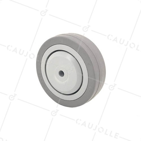 Ruota GOMMA SILENZIOSA Cuscinetto A SFERE DIAMETRO 100 MM CARICO 80 KG ASSE 8 MM SFERE • Caujolle