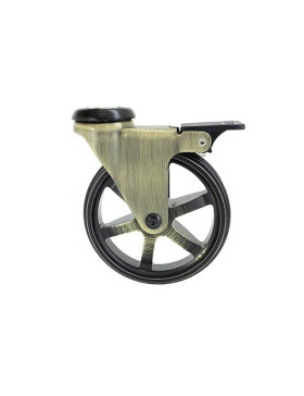 Ruota DESIGN RETRO CON FRENATA IN ALLUMINIO DORATO DIAMETRO 100 MM CARICO 55KG - GOLDSTYL100OAF