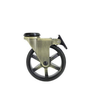 Ruota DESIGN RETRO CON FRENATA IN ALLUMINIO DORATO DIAMETRO 100 MM CARICO 55KG - GOLDSTYL100OAF