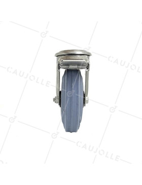 Ruota A Foro di fissaggio A FRENO INOX E GOMMA DIAMETRO 125 MM CARICO 110 KG A FISSAGGIO DI 12 MM - INOX O 125CAF