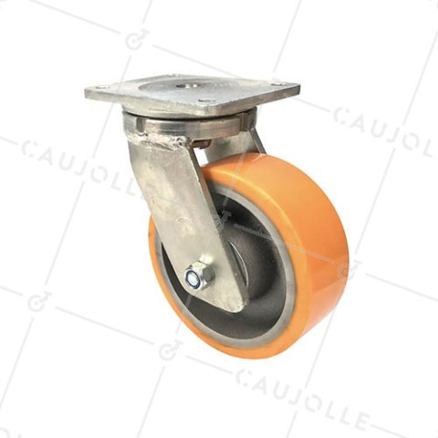 Ruota PIVOTANTE IN FONTE POLIURETANO DIAMETRO 200 MM CARICO 1400 KG - STEC 200PIV • Caujolle