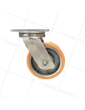 Ruota PIVOTANTE IN FONTE POLIURETANO DIAMETRO 200 MM CARICO 1400 KG - STEC 200PIV