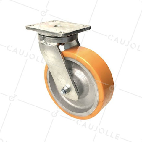 Ruota PIVOTANTE IN FONTE POLIURETANO DIAMETRO 250 MM CARICO 1800 KG - STEC 250PIV • Caujolle
