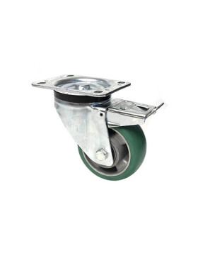Ruota PIVOTANTE A FRENO IN POLIURETANO SUPER ELASTICO PREMIUM DIAMETRO 125 MM CARICO 400KG - S76V 125AF