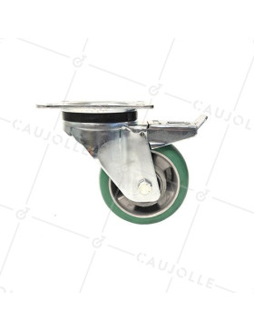 Ruota PIVOTANTE A FRENO IN POLIURETANO SUPER ELASTICO PREMIUM DIAMETRO 125 MM CARICO 400KG - S76V 125AF