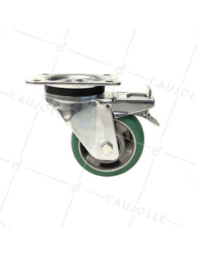 Ruota PIVOTANTE A FRENO IN POLIURETANO SUPER ELASTICO PREMIUM DIAMETRO 125 MM CARICO 400KG - S76V 125AF