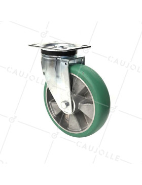Ruota PIVOTANTE IN POLIURETANO SUPER ELASTICO PREMIUM DIAMETRO 200MM CARICO 500KG - S76V 200 • Caujolle