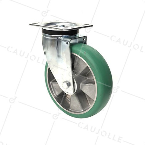Ruota PIVOTANTE IN POLIURETANO SUPER ELASTICO PREMIUM DIAMETRO 200MM CARICO 500KG - S76V 200 • Caujolle