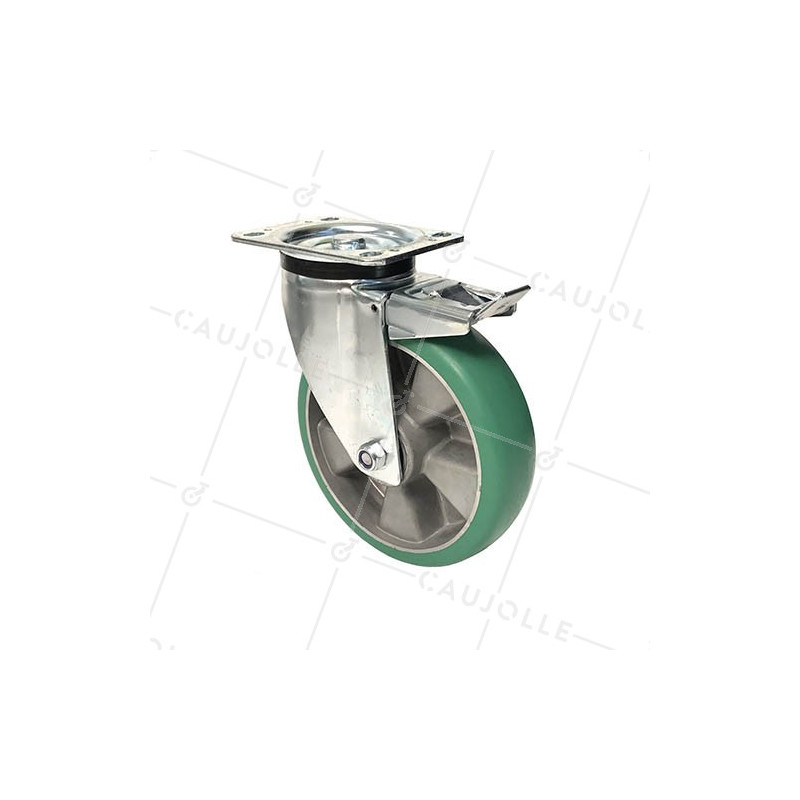 Ruota PIVOTANTE A FRENO IN POLIURETANO SUPER ELASTICO PREMIUM DIAMETRO 200MM CARICO 500KG - S76V200PAF