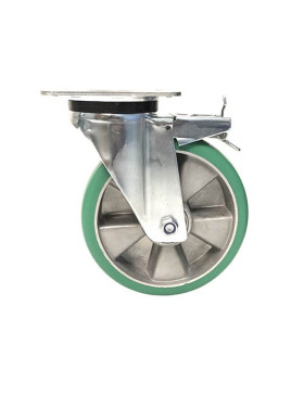 Ruota PIVOTANTE A FRENO IN POLIURETANO SUPER ELASTICO PREMIUM DIAMETRO 200MM CARICO 500KG - S76V200PAF