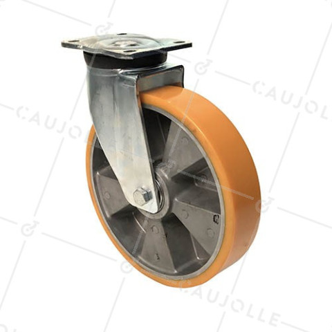 Ruota PIVOTANTE IN POLIURETANO RINFORZATO CERCHIO IN ALLUMINIO DIAMETRO 250 MM CARICO 1000KG - S78AR 250 • Caujolle
