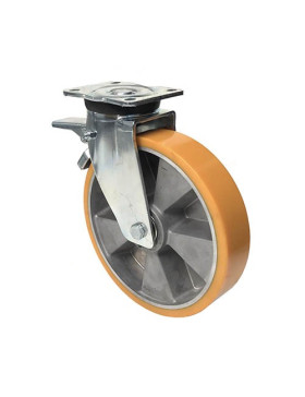 Ruota A FRENO IN POLIURETANO RINFORZATO RIM IN ALLUMINIO DIAMETRO 250 MM CARICO 1000KG - S78AR 250AF