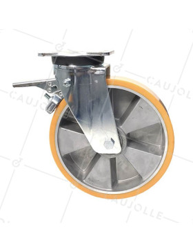 Ruota A FRENO IN POLIURETANO RINFORZATO RIM IN ALLUMINIO DIAMETRO 250 MM CARICO 1000KG - S78AR 250AF