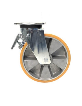 Ruota A FRENO IN POLIURETANO RINFORZATO RIM IN ALLUMINIO DIAMETRO 250 MM CARICO 1000KG - S78AR 250AF