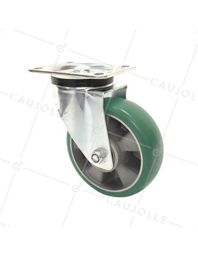 Ruota PIVOTANTE IN POLIURETANO SUPER ELASTICO PREMIUM DIAMETRO 160 MM CARICO 500KG - S76V160P • Caujolle