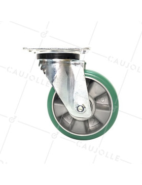 Ruota PIVOTANTE IN POLIURETANO SUPER ELASTICO PREMIUM DIAMETRO 160 MM CARICO 500KG - S76V160P