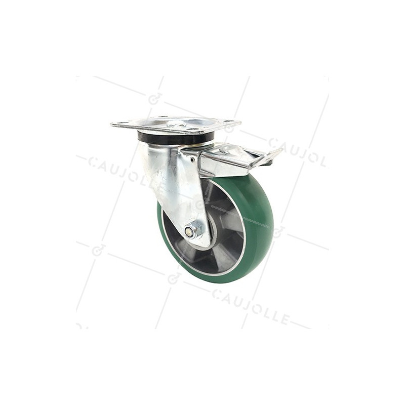 Ruota PIVOTANTE A FRENO IN POLIURETANO SUPER ELASTICO PREMIUM DIAMETRO 160 MM CARICO 500KG - S76V 160AF