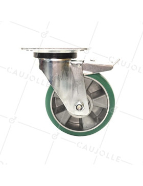 Ruota PIVOTANTE A FRENO IN POLIURETANO SUPER ELASTICO PREMIUM DIAMETRO 160 MM CARICO 500KG - S76V 160AF