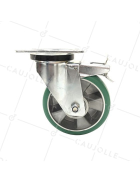 Ruota PIVOTANTE A FRENO IN POLIURETANO SUPER ELASTICO PREMIUM DIAMETRO 160 MM CARICO 500KG - S76V 160AF