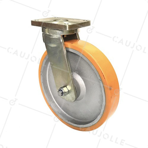 Ruota INDUSTRIALE PIVOTANTE IN GHISA E POLIURETANO DIAMETRO 400 MM CARICO 2500 KG - STEC400PIV • Caujolle