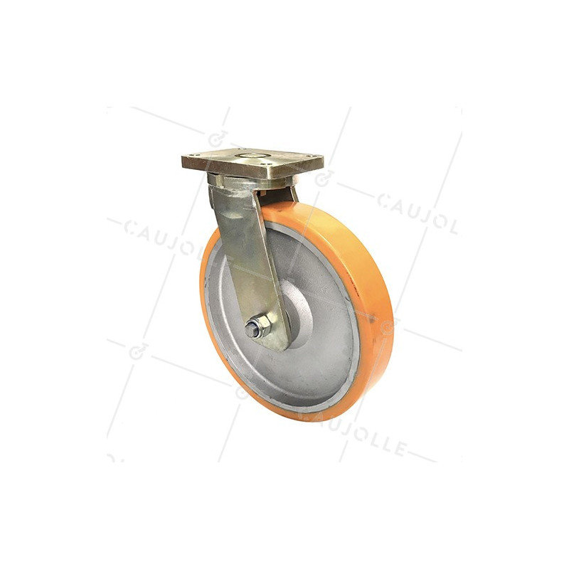 Ruota INDUSTRIALE PIVOTANTE IN GHISA E POLIURETANO DIAMETRO 400 MM CARICO 2500 KG - STEC400PIV