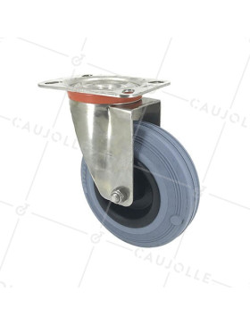 Ruota INOX IN GOMMA NON MACCHIANTI DIAMETRO 125 MM CARICO 110 KG • Caujolle