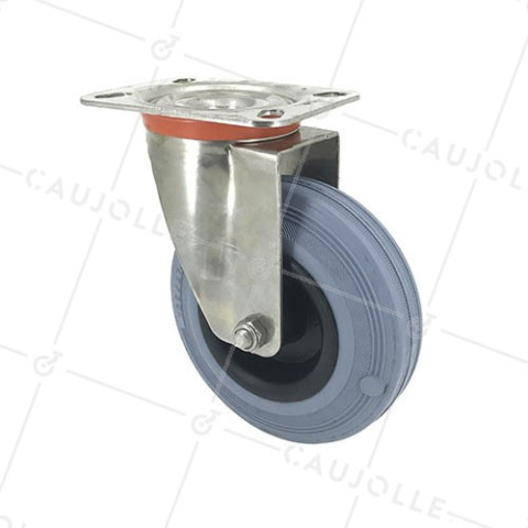 Ruota INOX IN GOMMA NON MACCHIANTI DIAMETRO 125 MM CARICO 110 KG • Caujolle