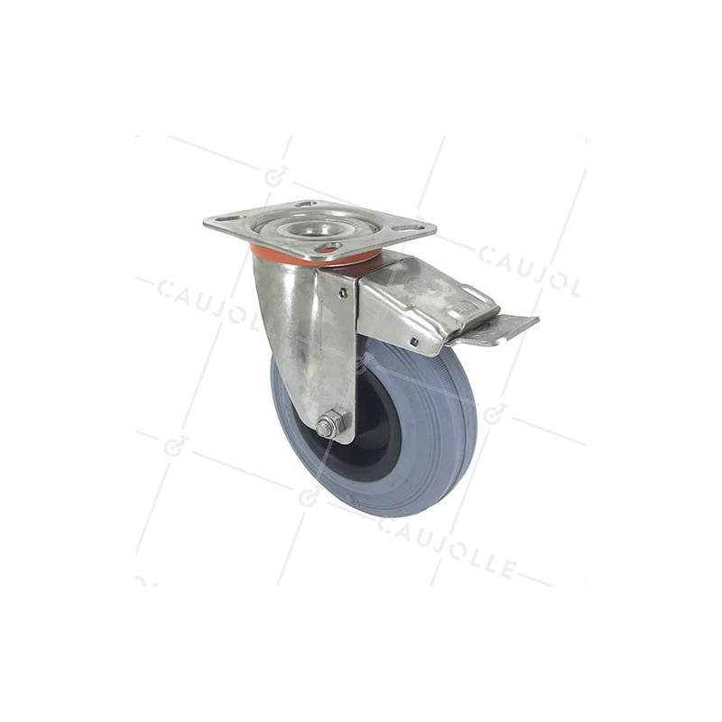 Ruota INOX IN GOMMA NON MACCHIANTI CON FRENATORE DIAMETRO 125 MM CARICO 110 KG