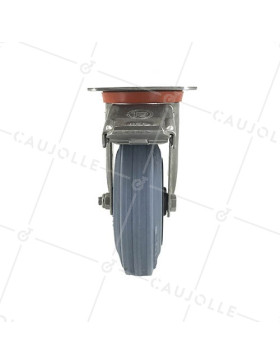 Ruota INOX IN GOMMA NON MACCHIANTI CON FRENATORE DIAMETRO 125 MM CARICO 110 KG