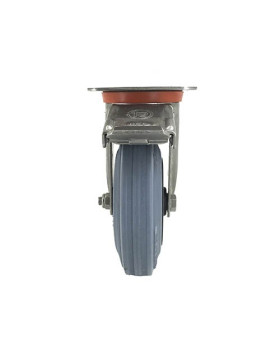 Ruota INOX IN GOMMA NON MACCHIANTI CON FRENATORE DIAMETRO 125 MM CARICO 110 KG