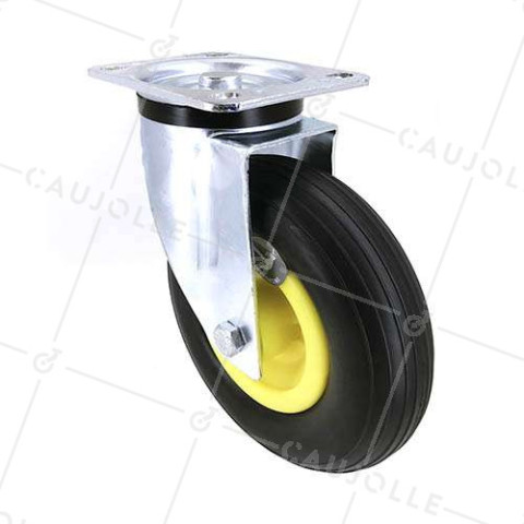 Ruota INDESTRUCTIBILE FLESSIBILE GIREVOLE PER GHIAIA DIAMETRO 200 MM CARICO 50KG • Caujolle