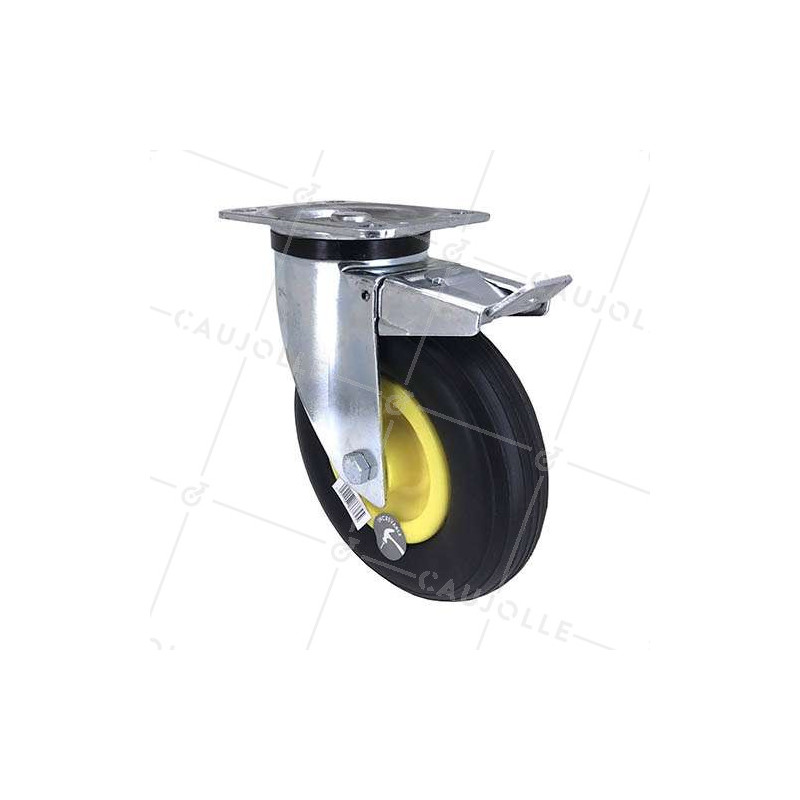 Ruota INDESTRUTTIBILE GIREVOLE CON FRENO DIAMETRO 200 MM CARICO 50KG