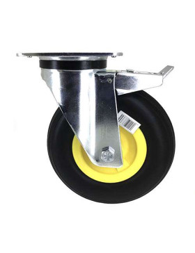Ruota INDESTRUTTIBILE GIREVOLE CON FRENO DIAMETRO 200 MM CARICO 50KG