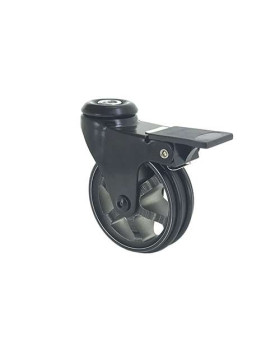 Ruota DESIGN IN ALLUMINIO NERO SPAZZOLATO CON FRENATURA DIAMETRO 75MM CARICO 45KG CON FISSAGGIO DI 10 MM - BLACKSTYL 75OAF