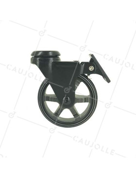Ruota DESIGN IN ALLUMINIO NERO SPAZZOLATO CON FRENATURA DIAMETRO 75MM CARICO 45KG CON FISSAGGIO DI 10 MM - BLACKSTYL 75OAF