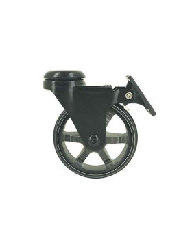 Ruota DESIGN IN ALLUMINIO NERO SPAZZOLATO CON FRENATURA DIAMETRO 75MM CARICO 45KG CON FISSAGGIO DI 10 MM - BLACKSTYL 75OAF