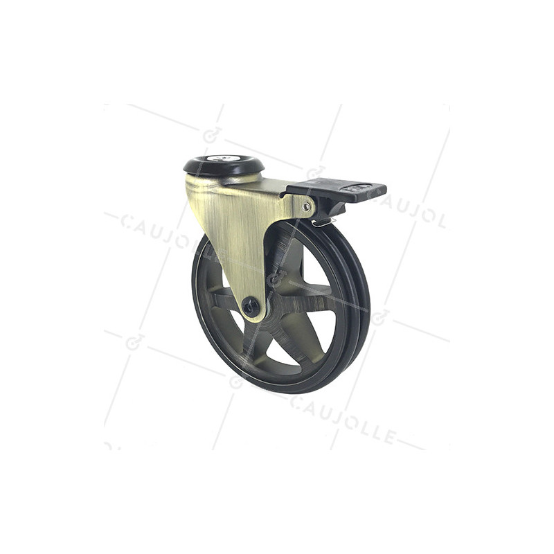 Ruota DESIGN RETRO CON FRENTE IN ALLUMINIO D'ORO DIAMETRO 125 MM CARICO 70KG - GOLDSTYL125OAF