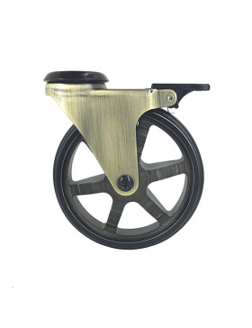 Ruota DESIGN RETRO CON FRENTE IN ALLUMINIO D'ORO DIAMETRO 125 MM CARICO 70KG - GOLDSTYL125OAF