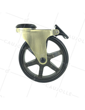 Ruota DESIGN RETRO CON FRENTE IN ALLUMINIO D'ORO DIAMETRO 125 MM CARICO 70KG - GOLDSTYL125OAF