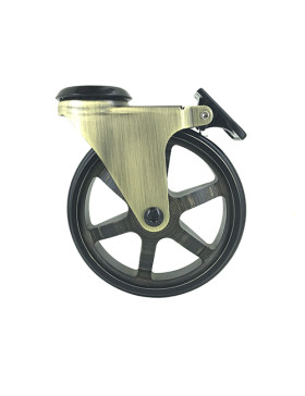 Ruota DESIGN RETRO CON FRENTE IN ALLUMINIO D'ORO DIAMETRO 125 MM CARICO 70KG - GOLDSTYL125OAF