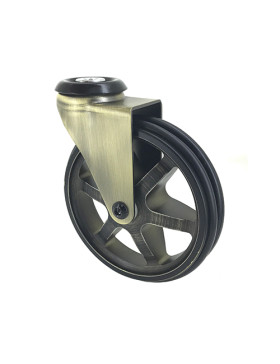 Ruota DESIGN RETRO IN ALLUMINIO D'ORO DIAMETRO 125 MM CARICO 70KG CON FISSAGGIO DA 10 MM - GOLDSTYL125O