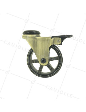 Ruota DESIGN RETRO A FRENTE IN ALLUMINIO D’ORO DIAMETRO 75 MM CARICO 45KG - GOLDSTYL75OAF