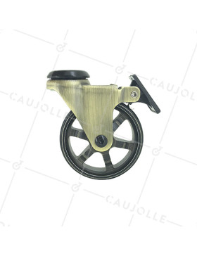 Ruota DESIGN RETRO A FRENTE IN ALLUMINIO D’ORO DIAMETRO 75 MM CARICO 45KG - GOLDSTYL75OAF
