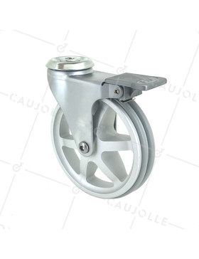 Ruota DESIGN IN ALLUMINIO GRIGIO DIAMETRO 125 MM CARICO 70KG A FISSAGGIO DI 10 MM - ALUSTYL125OAF • Caujolle