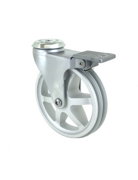 Ruota DESIGN IN ALLUMINIO GRIGIO DIAMETRO 125 MM CARICO 70KG A FISSAGGIO DI 10 MM - ALUSTYL125OAF