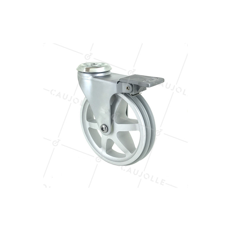 Ruota DESIGN IN ALLUMINIO GRIGIO DIAMETRO 125 MM CARICO 70KG A FISSAGGIO DI 10 MM - ALUSTYL125OAF